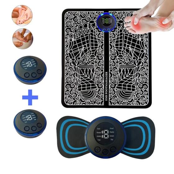 Imagem de Kit Tapete E Mini Massageador Portátil Elétrico Recarregável