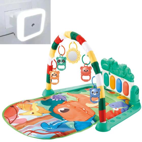 Imagem de Kit Tapete Infantil Verde Tapetinho Educativo e Luminária Led