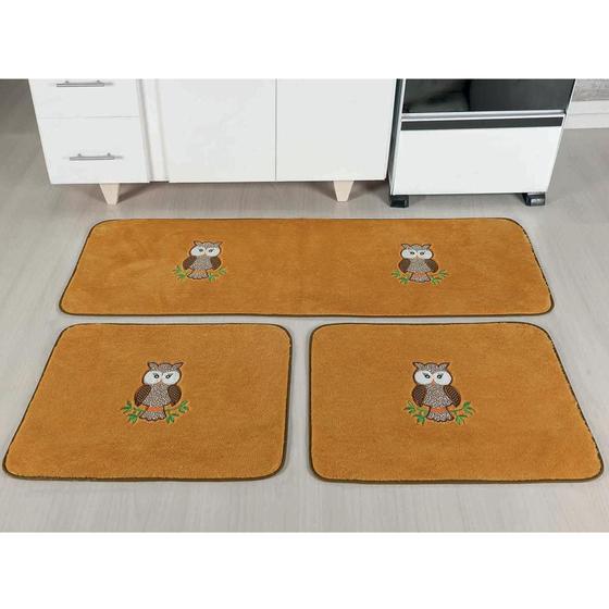 Kit Tapetes de Cozinha Bordado Antiderrapante Coruja 3 Peças - Caramelo é ruim? Kit Tapetes de Cozinha Bordado Antiderrapante Coruja 3 Peças - Caramelo é boa?