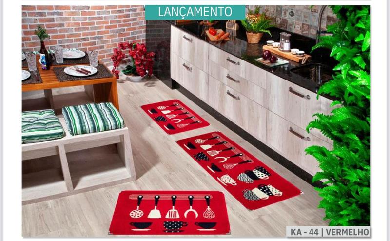 Imagem de Kit Tapetes de Cozinha Multi Kit Andino 3 Peças