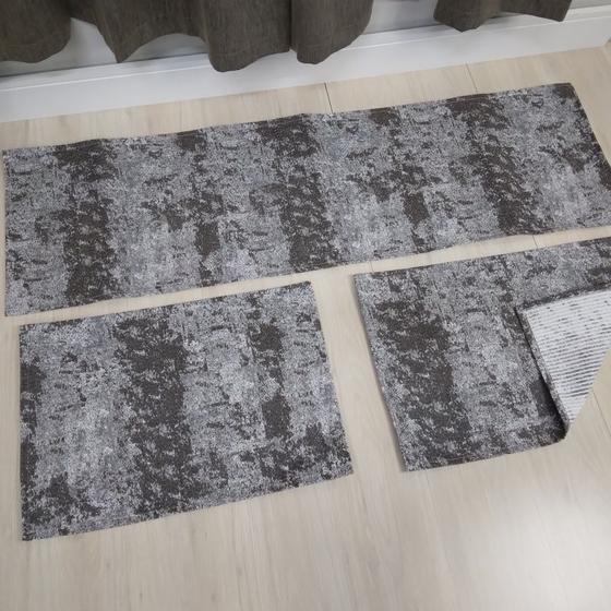 Imagem de Kit tapetes para cozinha mesclado marrom - emborrachado 3 peças