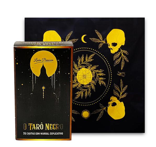 Imagem de Kit Tarô Toalha Brilho Preto/Dourado e O Grande Taro Negro