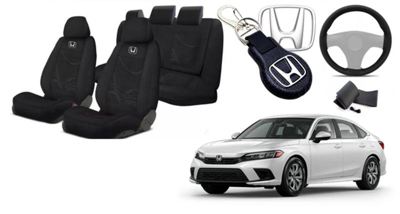 Imagem de Kit Tecido Personalizado Assentos Capas Estofado Civic 20-24 + Volante + Chaveiro