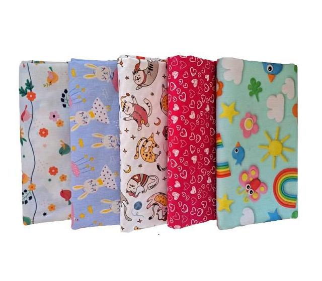 Imagem de Kit Tecido Tricoline 5 Estampas Infantil Menina de 40x75cm 100% Algodão