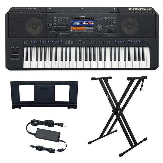 Imagem de Kit Teclado Arranjador 61 Teclas PSR SX900 com Fonte Bivolt Yamaha e Suporte em X