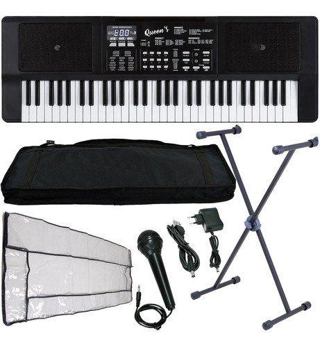 Imagem de Kit Teclado Barato Musical Estudante 61 Teclas Multi Funções