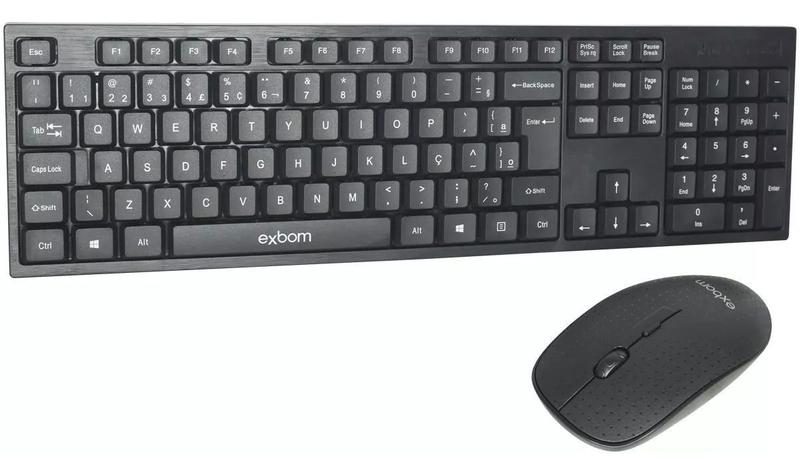 Imagem de Kit Teclado Com Mouse Sem Fio 2.4g - BK-S370 Exbom
