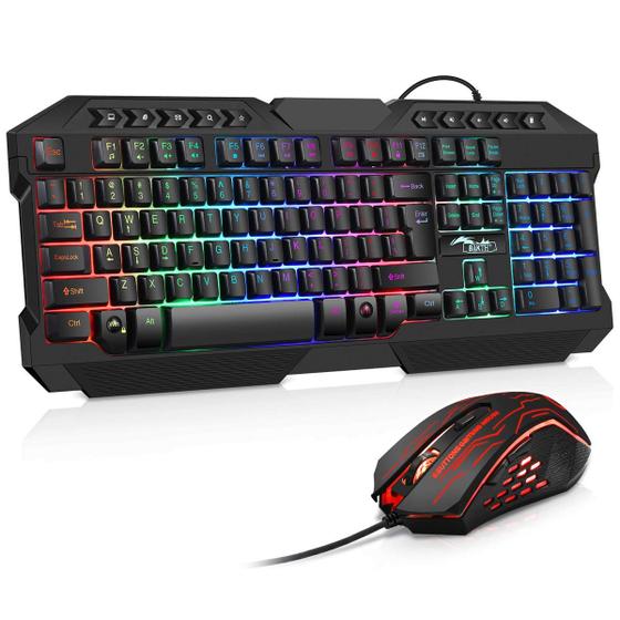 Imagem de Kit Teclado e Mouse BAKTH com LED Rainbow - Conexão USB
