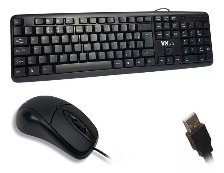 Imagem de Kit Teclado E Mouse Basico Com Fio Usb Nota Fiscal Desktop