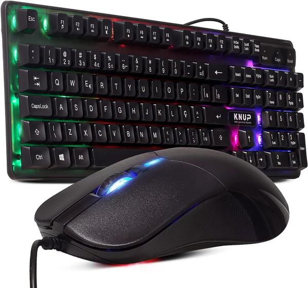 Imagem de Kit Teclado e Mouse c/Fio Gamer USB RGB TE118 - Knup