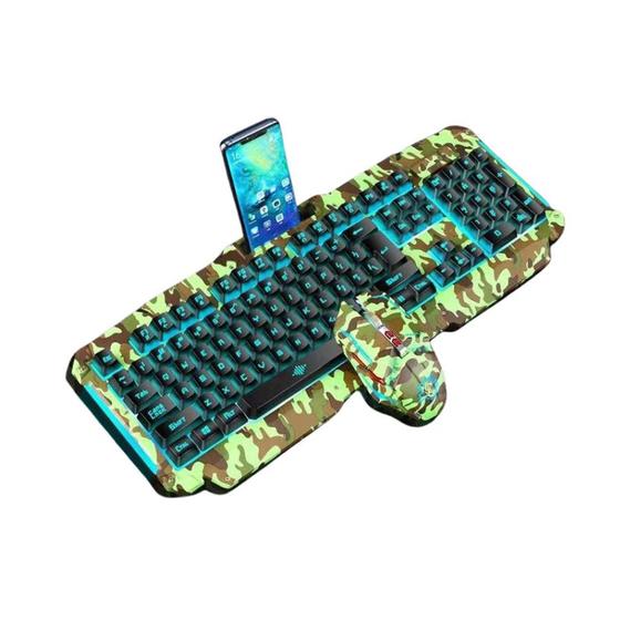 Imagem de Kit Teclado e Mouse Com Fio e Led Camuflado Verde Xtrad HK-8400