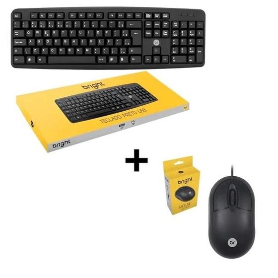 Imagem de Kit teclado e mouse com fio preto bright