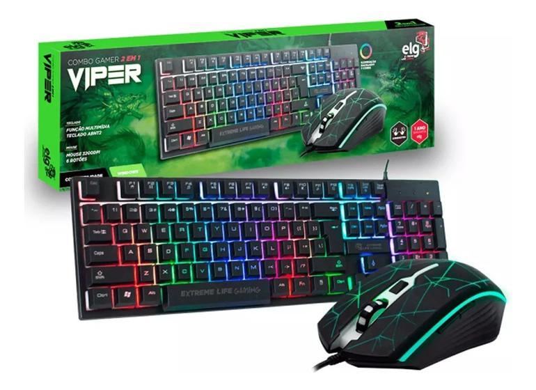 Imagem de Kit Teclado e Mouse Combo Gamer Viper  ELG - CGVR21