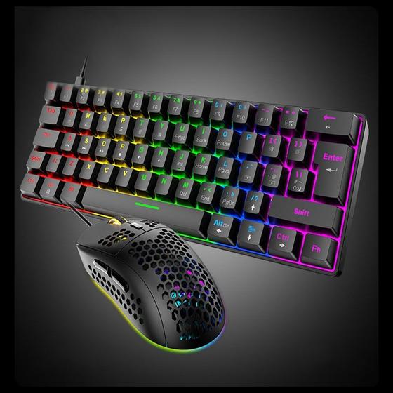 Imagem de Kit Teclado E Mouse Dpi 6400 Mecanico Gamer Switch Blue Led Rgb Anti Ghosting T60 Luuk Young