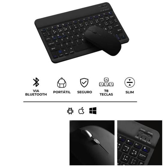 Imagem de Kit Teclado e Mouse Ergonômico com Conexão Bluetooth