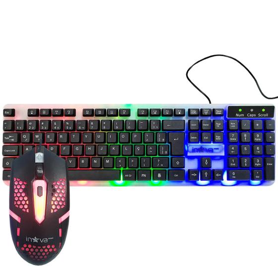 Imagem de Kit Teclado e Mouse Gamer Com Fio LED Anti Ghosting ABNT2