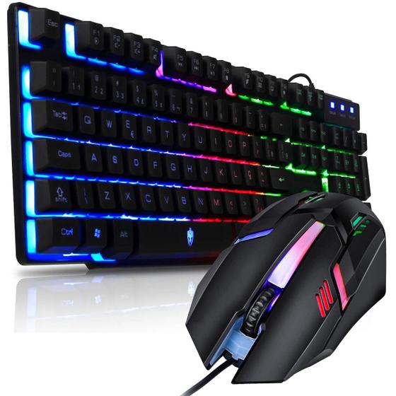 Imagem de Kit Teclado e Mouse Gamer Com Led Varias Cores Sensação Mecânica