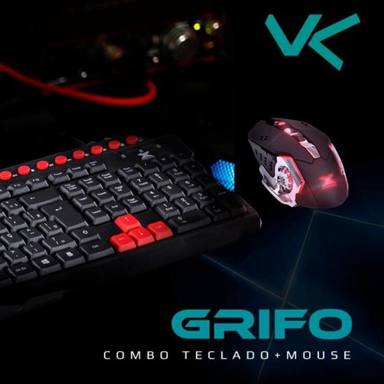 Imagem de Kit Teclado e Mouse Gamer Grifo Abnt2 2400 Dpi Padrão Brasil