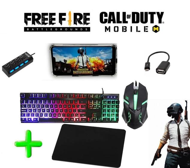 Imagem de Kit Teclado E Mouse Gamer Kit Cel Mobilador + Mouse Pad PUBG