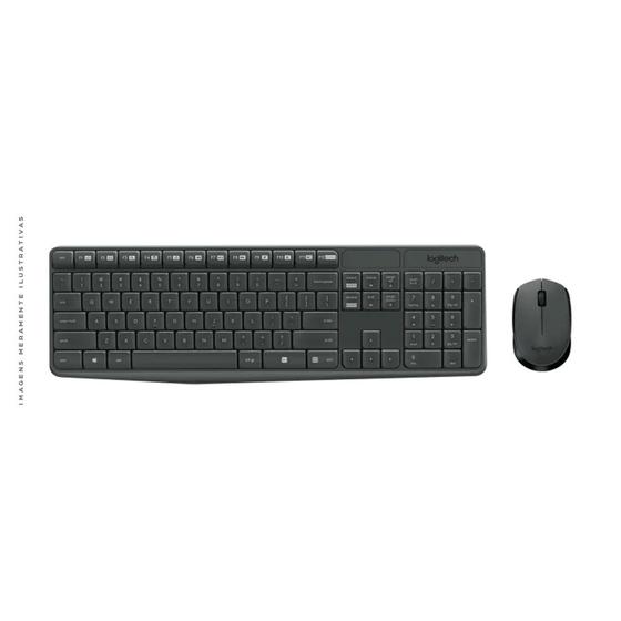 Imagem de Kit Teclado e Mouse Logitech MK235, Sem Fio, USB, ABNT2, Resistente à Água, Cinza - 920-007903