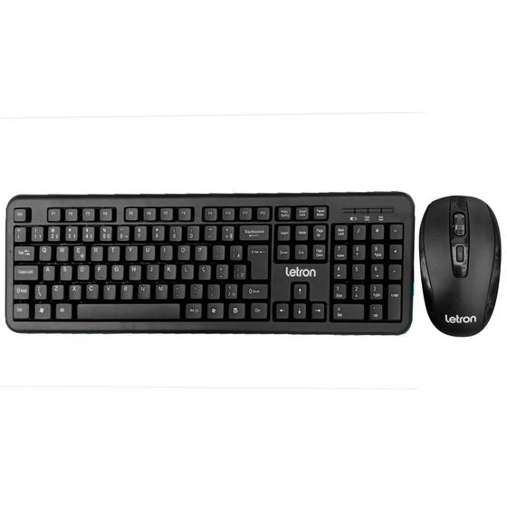 Imagem de Kit Teclado E Mouse Office Tech Sem Fio Óptico Preto Letron - Leonora