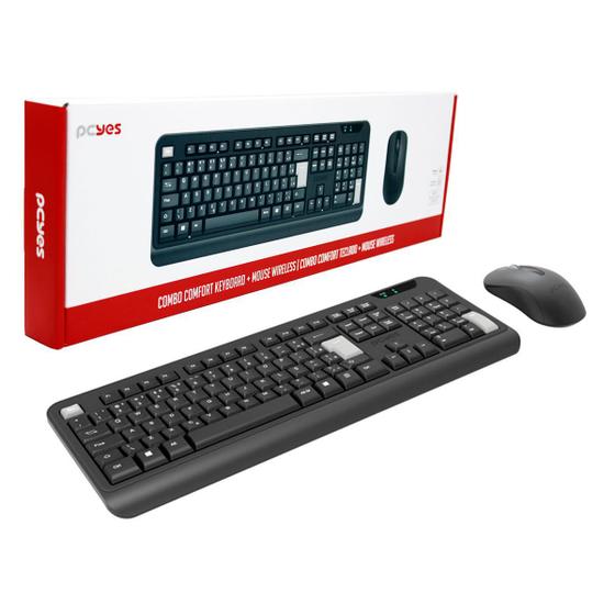 Kit Teclado e Mouse PCYES Comfort, Wireless, ABNT2, 1200DPI - PCOCWAB Menor preço em Kit Teclado e Mouse PCYES Comfort, Wireless, ABNT2, 1200DPI - PCOCWAB