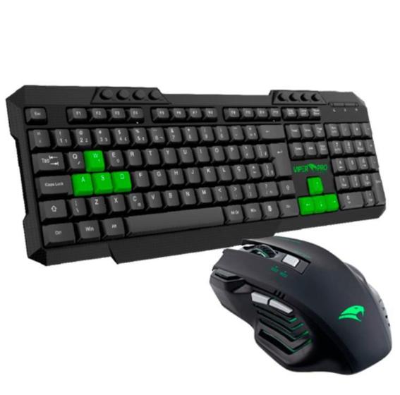 Imagem de Kit Teclado e Mouse PYTHON Vivensis  - 420  PRETO/VERDE  Bivolt - Vivensis Tecnologia