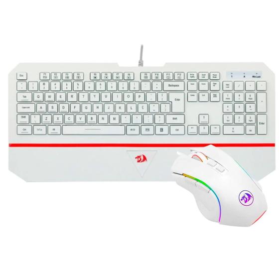 Imagem de Kit Teclado e Mouse Redragon Teclado Karura 2 White Mouse Griffin M607 RGB