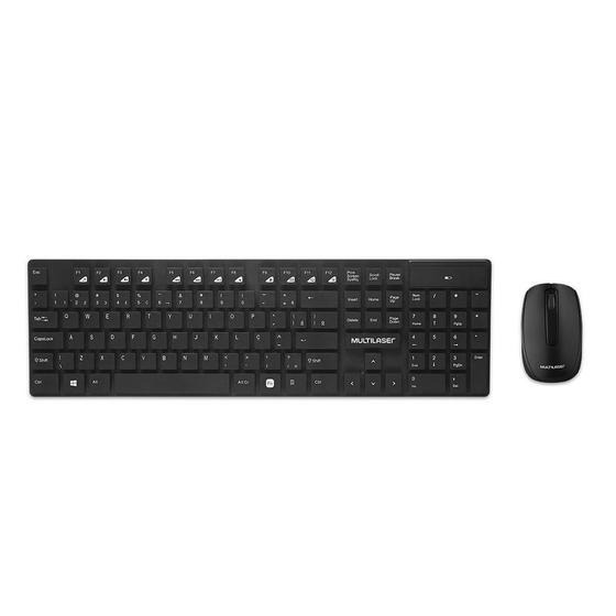 Imagem de Kit Teclado e Mouse Sem Fio 2.4Ghz 1200Dpi Teclas Flutuantes USB Plug And Play Multilaser