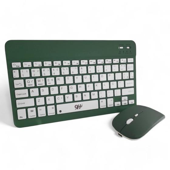 Imagem de Kit Teclado e Mouse Sem Fio A6732 Verde Escuro Conexão Recarregável e Design Ultra Fino