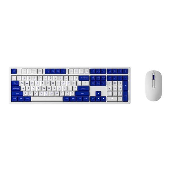 Imagem de Kit Teclado e Mouse Sem Fio Akko, Bluetooth, ANSI, Branco e Azul