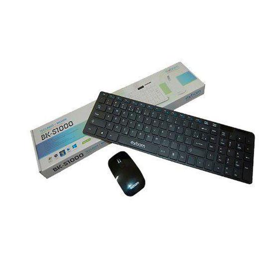 Imagem de Kit Teclado e Mouse Sem Fio Bk-s1000 2.4ghz Exbom