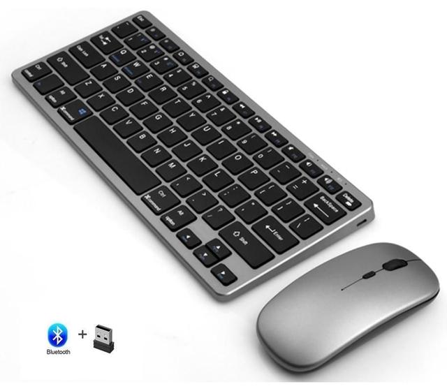 Imagem de Kit Teclado E Mouse Sem Fio Bluetooth 2.4Ghz Bateria Interna