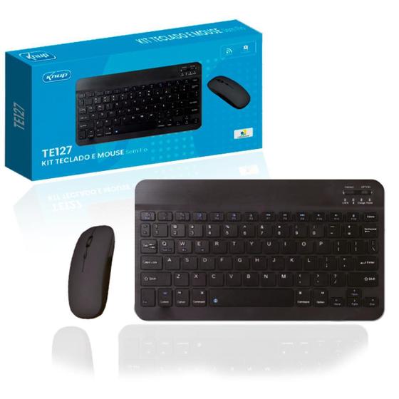 Imagem de Kit Teclado E Mouse Sem Fio Bluetooth Mac Android Tablet