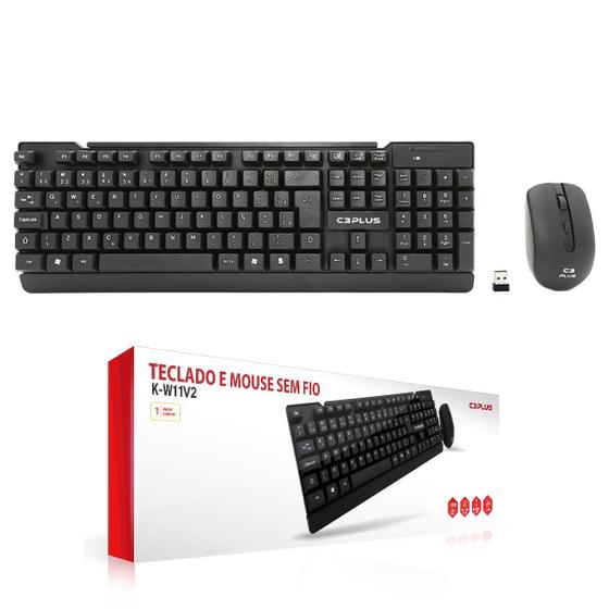 Imagem de Kit Teclado E Mouse Sem Fio C3 Plus Usb Wireless 2.4Ghz Abnt2