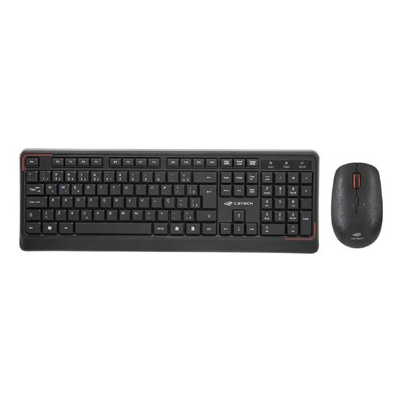 Imagem de Kit Teclado e Mouse Sem Fio C3Tech, Preto - K-W70BK