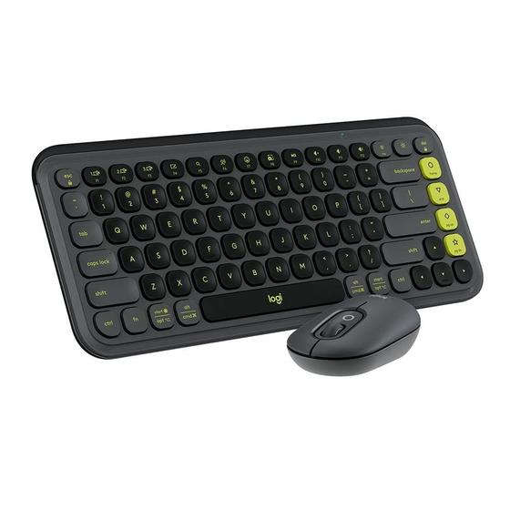 Imagem de Kit Teclado e Mouse Sem Fio Logitech POP Icon com Teclas e Botões Personalizáveis, Silencioso, Bluetooth, Grafite - 920-013056