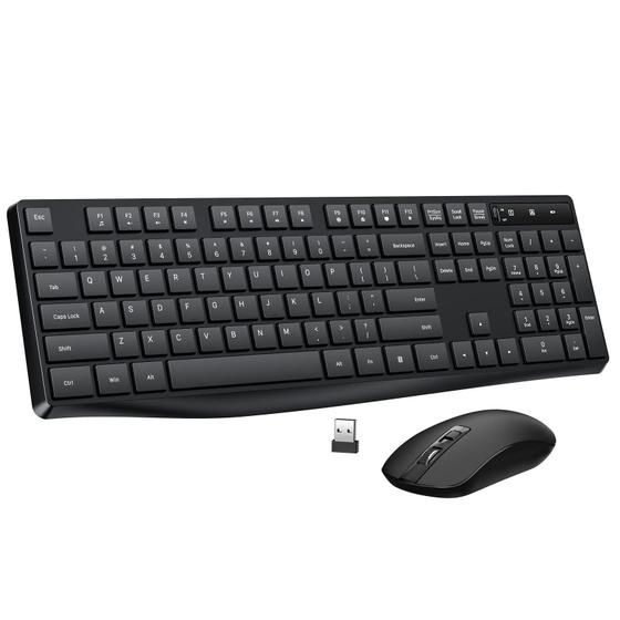 Imagem de Kit Teclado e Mouse Sem Fio Lovaky - Tamanho Grande - Preto