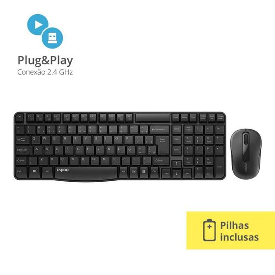 Kit Teclado e Mouse Sem Fio Rapoo 2.4 ghz 5 Anos de Garantia X1800S RA001 Menor preço em Kit Teclado e Mouse Sem Fio Rapoo 2.4 ghz 5 Anos de Garantia X1800S RA001