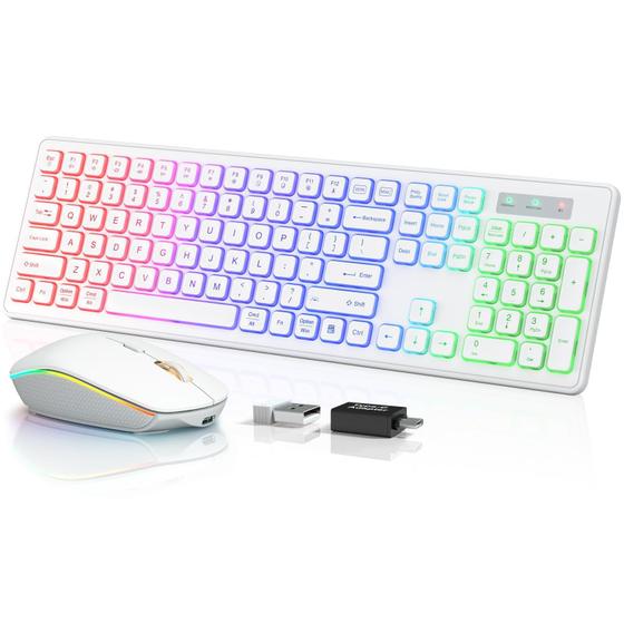 Imagem de Kit Teclado e Mouse Sem Fio Trueque RGB Retroiluminado