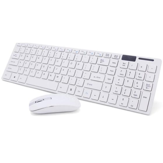 Kit Teclado E Mouse Sem Fio Wifi Usb 1600dpi 2.4ghz Slim Pc Branco Menor preço em Kit Teclado E Mouse Sem Fio Wifi Usb 1600dpi 2.4ghz Slim Pc Branco