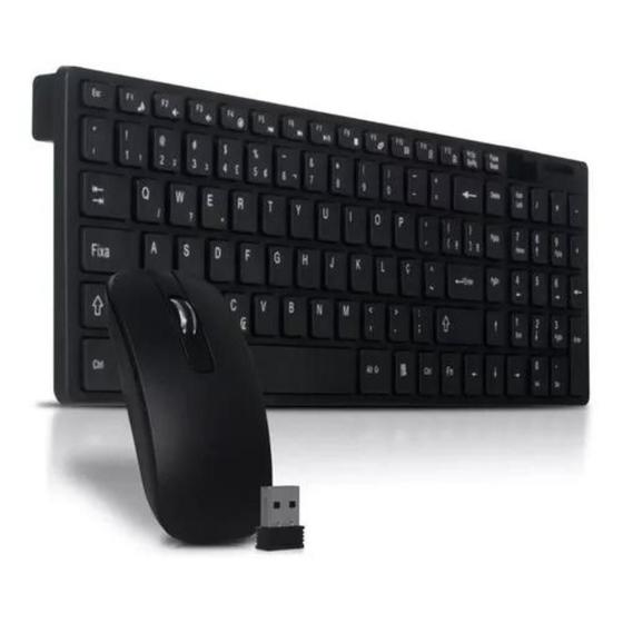 Imagem de Kit Teclado E Mouse Sem Fio Wireless 2.4ghz 3200dpi Com Capa Silicone
