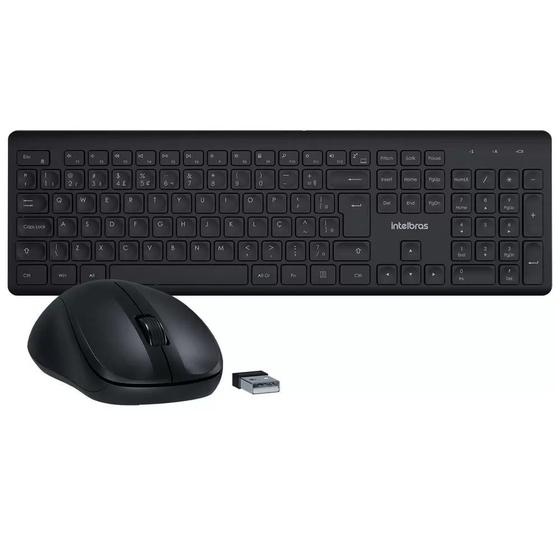 Imagem de Kit Teclado e Mouse Sem Fio Wireless Intelbras Preto Pc Notebook