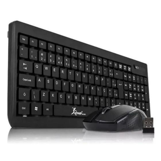 Imagem de Kit teclado e mouse sem fio wireless preto 