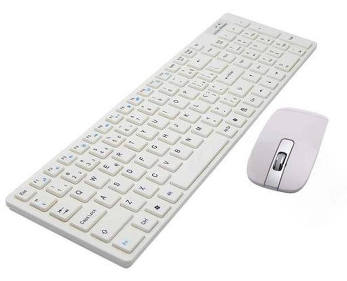 Imagem de Kit Teclado E Mouse Slim Sem Fio Wireless 2.4ghz - Branco