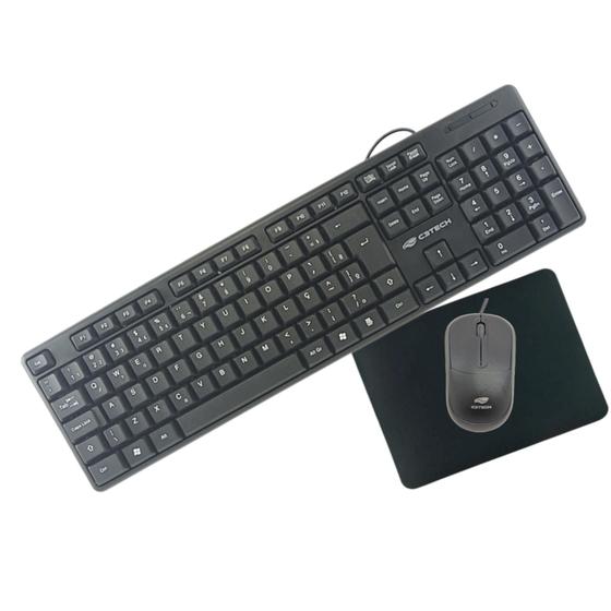 Imagem de Kit Teclado e Mouse USB Com Fio C3Tech  Acompanha um Pad Mouse