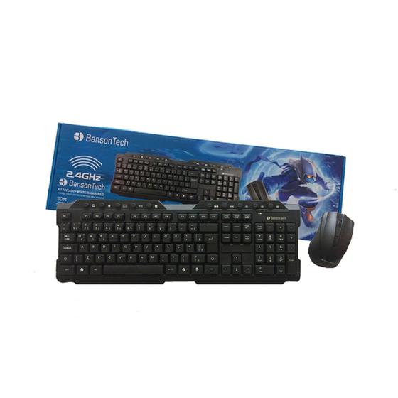 Kit Teclado e Mouse Wireless S/ Fio 2.4GHz - BansonTech Menor preço em Kit Teclado e Mouse Wireless S/ Fio 2.4GHz - BansonTech