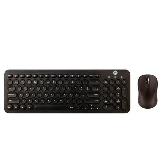 Imagem de Kit Teclado E Mouse Wireless Teclas Redondas Preto Bright