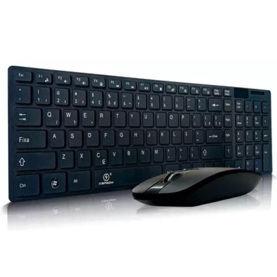 Imagem de Kit Teclado e Mouse Wireless USB Gamer Kapbom Preto