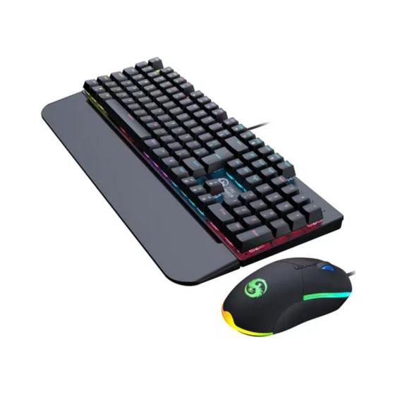 Imagem de Kit Teclado Mecânico c/ Switch Blue Anti Ghosting RGB Mouse Gamer 3200 Dpi